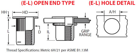 E-L Series Metric Threaded Insert